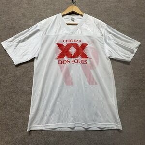 Dos Equis XX Cerveza Beer Jersey Mens Small White 1897 Logo Sport-Tek Tag